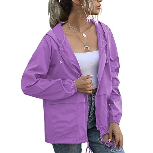PESION Women's Waterproof Raincoat with Hood and Pocket