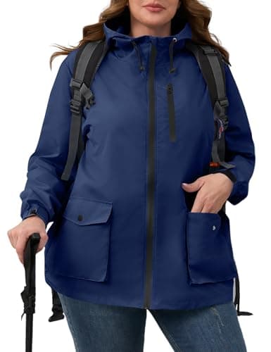 Plus Size Avoogue Womens Rain Jacket with Hood