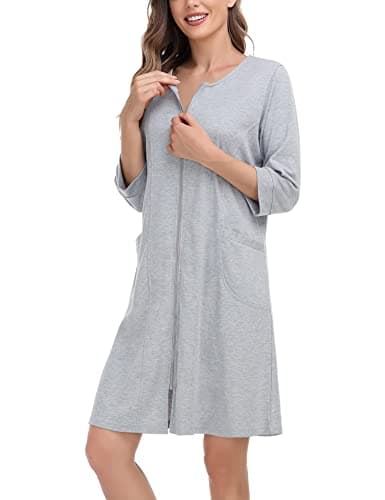 SWOMOG Women's Zip-Up Robe