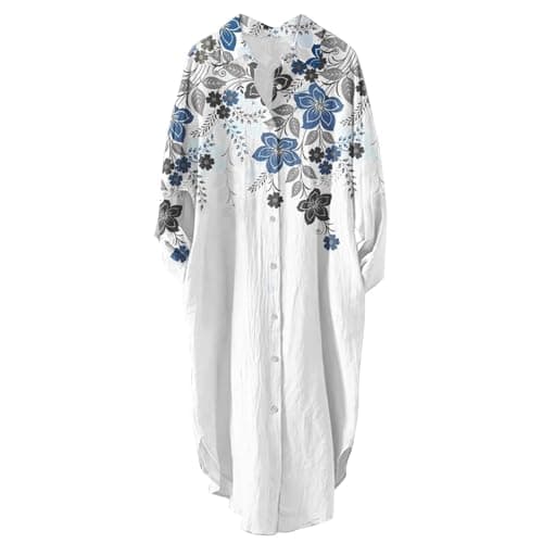 Women's Button Down Long Sleeve House Dress with Pockets - 2024 Fall Collection