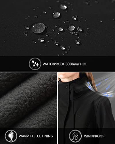Outdoor Ventures Women's Lightweight Waterproof Fleece Lined Hooded Softshell Jacket