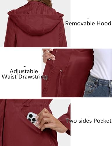 Women's Lightweight Hooded Rain Jacket | Bloggerlove Waterproof Trench Coat