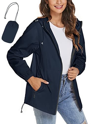 TCOT Women's Lightweight Waterproof Windbreaker Rain Jacket