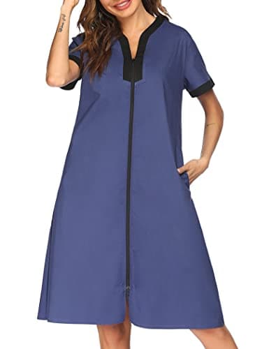 Ekouaer Women's Zipper Front Duster Robe with Pockets