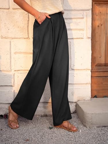 GRACE KARIN Wide Leg Cotton Linen Pants for Women with Pockets