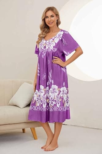 Women's Short Sleeve House Dress with Pockets
