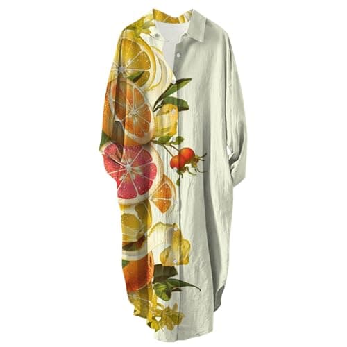 Women's Button Down Long Sleeve House Dress with Pockets - 2024 Fall Collection