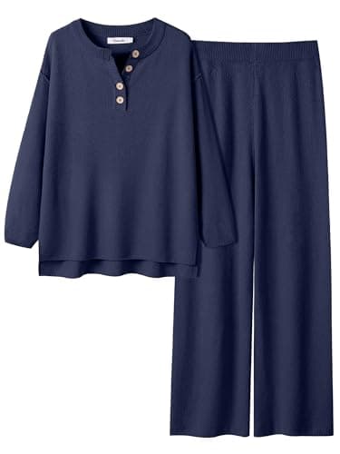 ANRABESS Women Oversized Waffle Knit Sweater Lounge Set 2025 Fall Trends