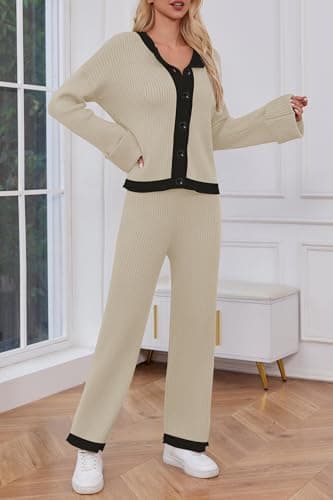 Cakulo Women's 2024 Lounge Sets Cardigan Knit Pants Matching Outfit