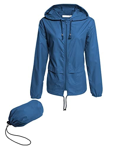 Hount Women's Lightweight Waterproof Hooded Raincoat Packable Outdoor Jacket (S-3XL)