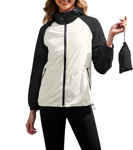 PITINAN Women's Waterproof Packable Rain Jacket with Hood S-XXL