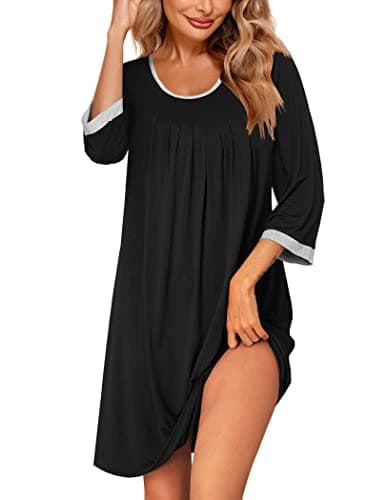 Ekouaer Women's Soft 3/4 Sleeve Nightgown Sleep Shirt S-3XL
