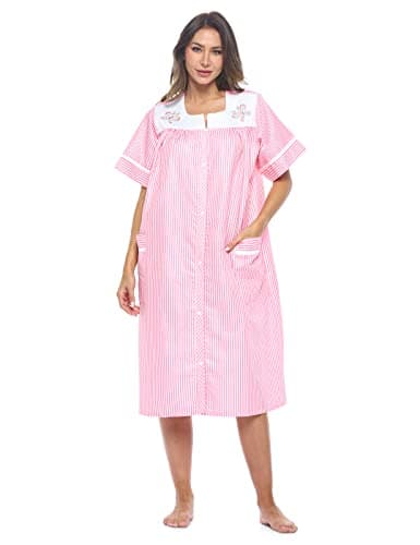 Women's Snap-Front House Dress with Pockets