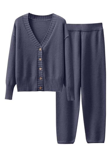 Caracilia Women's V-Neck Cardigan & Matching Pants Fall Loungewear