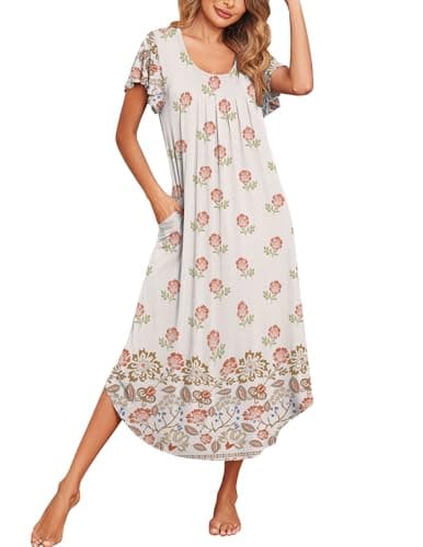 Ekouaer Soft Flare Sleeve Sleepshirt M-3XL