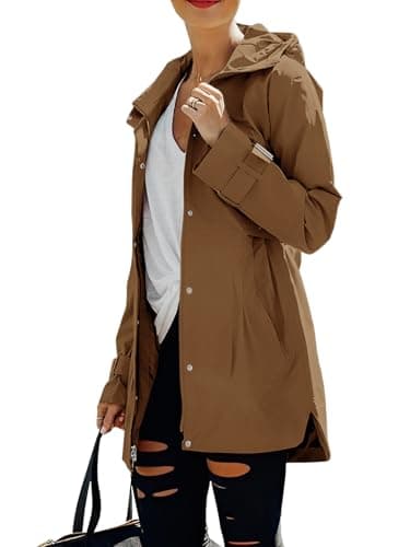 Tankaneo Women's Zip-Up Trench Coat with Pockets Windproof Jacket