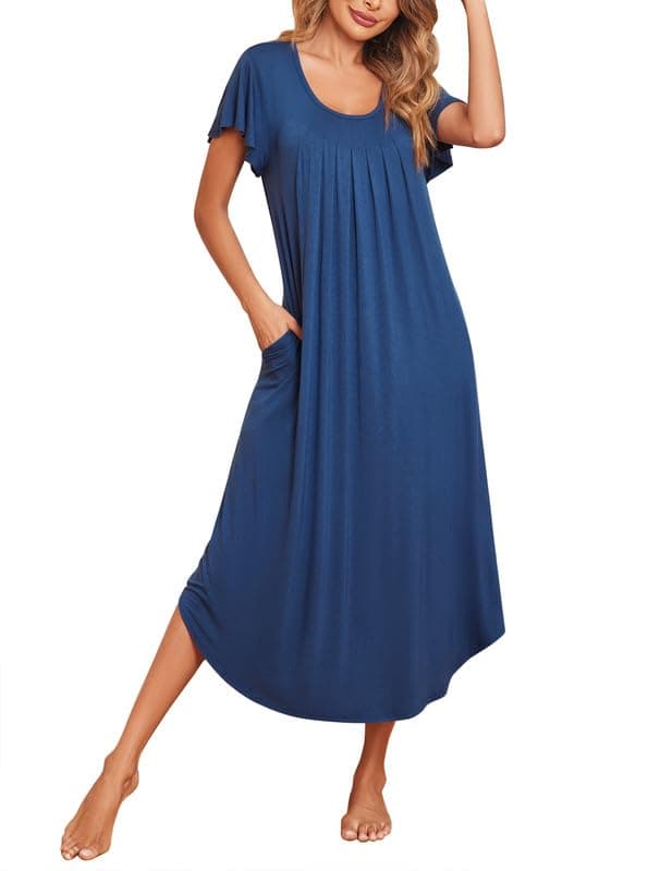 Ekouaer Soft Flare Sleeve Sleepshirt M-3XL