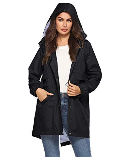 Womens Waterproof All-Weather Raincoat with Cinch Waist