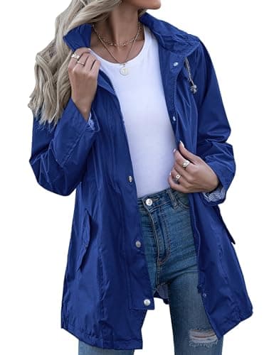 Kikibell Women's Striped Hooded Raincoat
