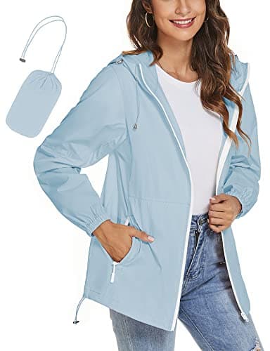 TCOT Women's Lightweight Waterproof Windbreaker Rain Jacket