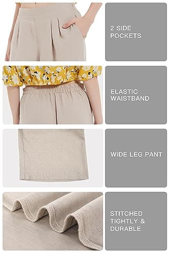 PACIBE Women's Summer Wide Leg Linen Pants with Pockets