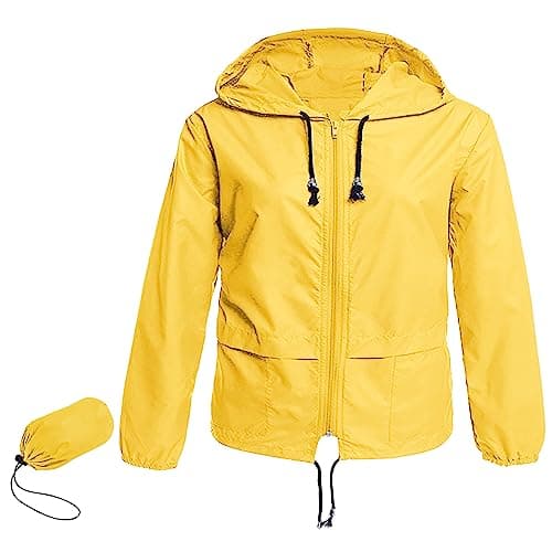 Zando Plus Size Women's Waterproof Hooded Raincoat Light & Packable