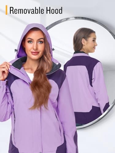 SaphiRose Women's Lightweight Waterproof Raincoat with Removable Hood