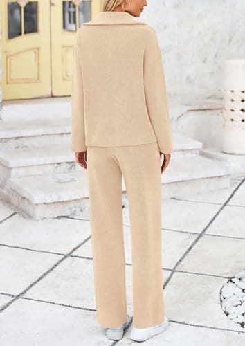 Prett ygarden Women's Winter 2PC Sweater Set Sweatshirt & Wide Leg Pants