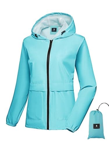 SaphiRose Lightweight Women's Waterproof Hooded Raincoat