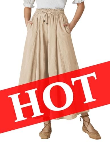 Scarlet Darkness Women's High Waist Wide Leg Linen Pants with Pockets