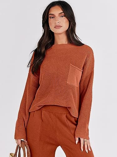 Caracilia Women's 2-Piece Knit Tops and Loose Pants Sets