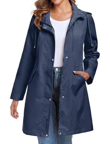 Women's Lightweight Hooded Rain Jacket | Bloggerlove Waterproof Trench Coat