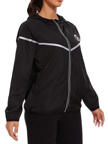 LAZAWG Women's Lightweight Waterproof Hooded Raincoat Windbreaker for Outdoor Activities