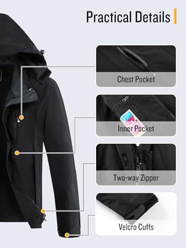 SaphiRose Women's Lightweight Waterproof Raincoat with Removable Hood