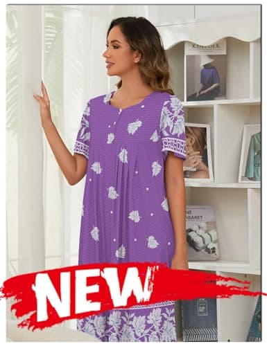 Women's Bloggerlove Hawaiian Muumuu Nightgown with Pockets for Summer Lounger Patio Wear