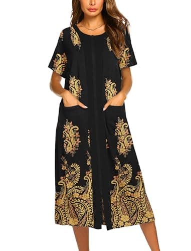Ekouaer Soft Zipper Bathrobe for Women with Pockets