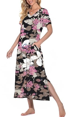 Women's Long Nightgown with Pockets
