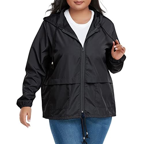 American Trends Women's Plus Size Packable Hooded Raincoat Jacket