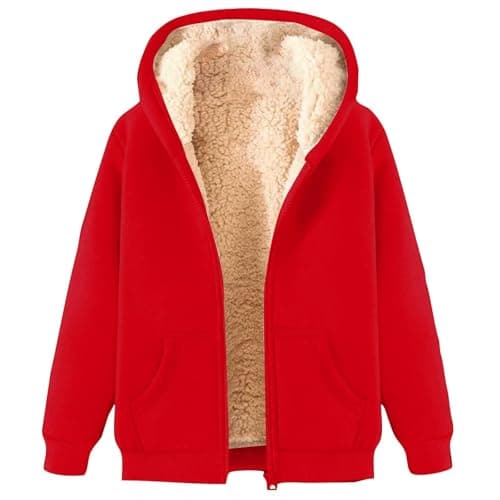 2024 Warm Women's Thick Sherpa Fleece Hoodie Full-Zip Winter Coat