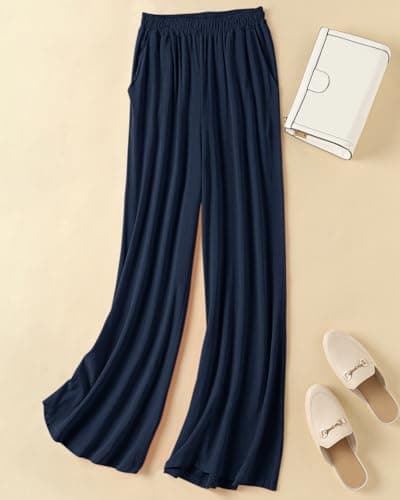 Hisanny Women's Plus Size Wide Leg Linen Palazzo Trousers with Pockets L, 5XL
