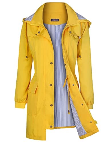 Bloggerlove Women's Lightweight Waterproof Raincoat with Hood S-XXL