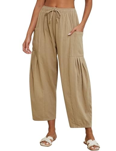 Marvmys Women's Lightweight Boho Linen Pants with Pockets