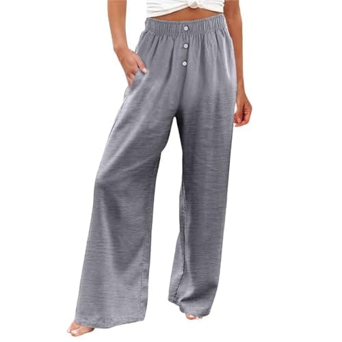 Women's Casual High Waisted Wide Leg Linen Pants