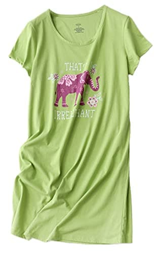 PNAEONG Women's Cotton Short Sleeve Nightgown Casual Print Sleepdress