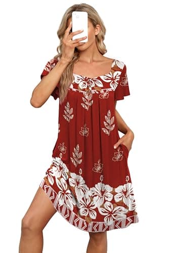 Mumu Women's Short Sleeve Nightgown with Pockets