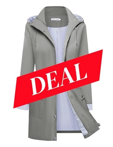 Women's Waterproof BBX Lephsnt Rain Jacket Lightweight Hooded Trench Coat