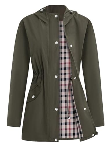 APRRAIN Women's Lightweight Waterproof Long Hooded Raincoat