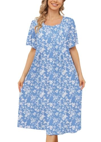 Hawaiian Muumuu House Dress with Pockets for Women