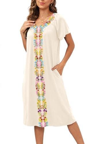 Disamer Women's Short Sleeve Floral Printed Sundress with Pockets