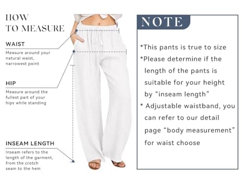 CHARTOU Women's Summer Wide Leg Loose Cotton Linen Pants